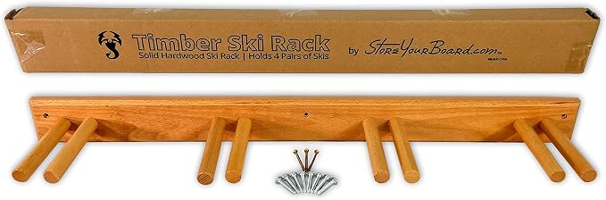 StoreYourBoard Timber Ski Wall Rack, 4 Pairs of Skis Storage, Wood Home and - Image 6