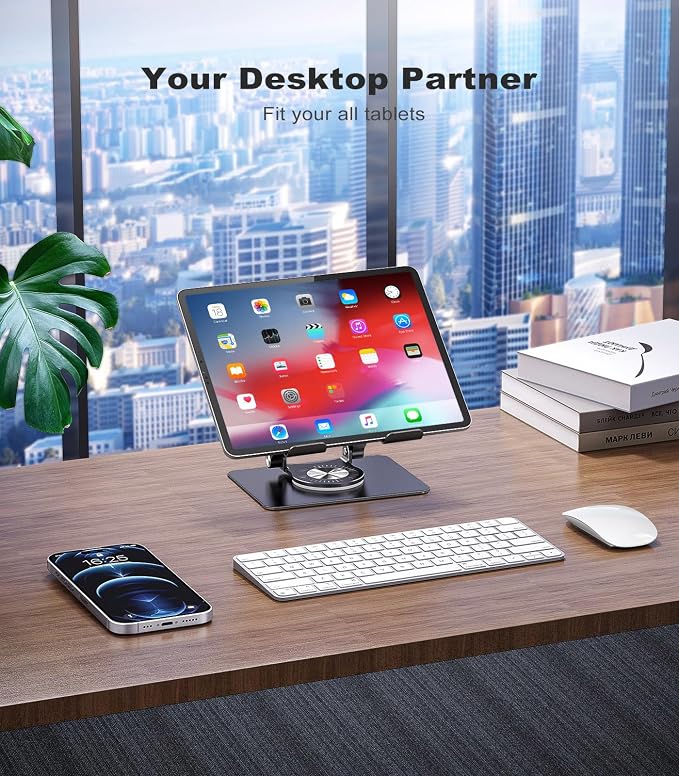 Swivel Tablet Stand with 360 Rotating Base, Adjustable Holder - Image 3