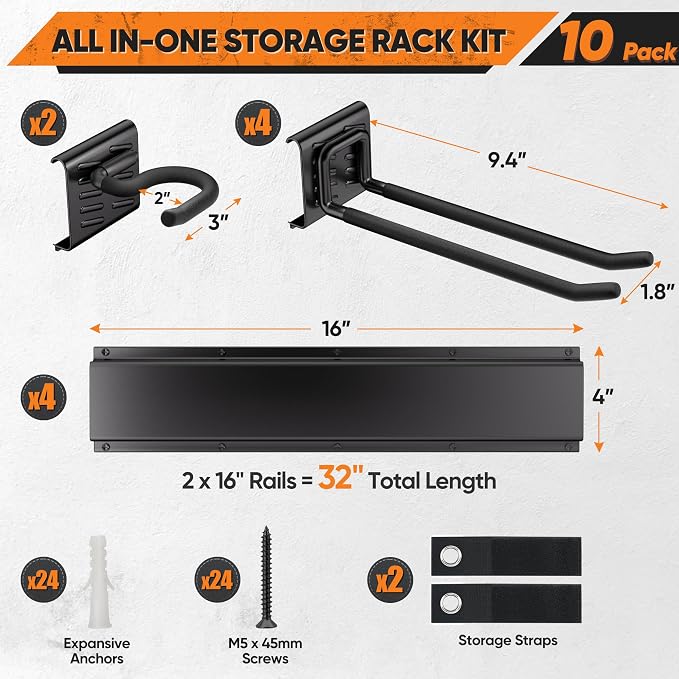 Garden Tool Organizer Wall Mount, 32 inches Tool Storage Rack - Image 5