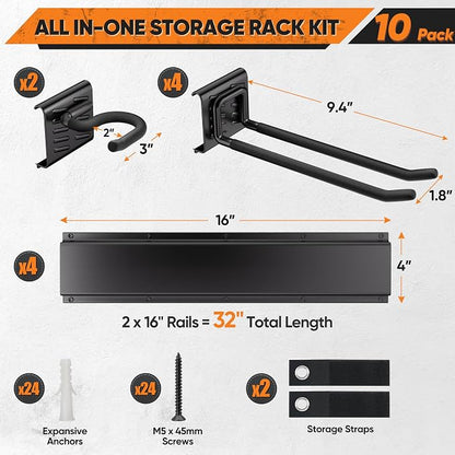 Garden Tool Organizer Wall Mount, 32 inches Tool Storage Rack - Image 5