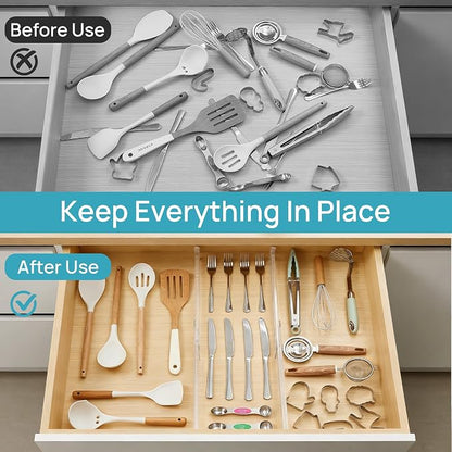 Vtopmart 8 Pack Shallow Drawer Dividers, 2.36" High 12.5"-20.8" Adjustable - Image 7