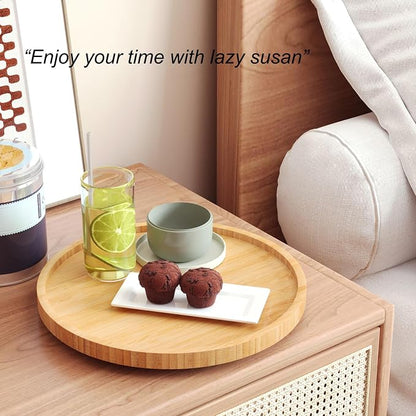 Lazy Susan Organizer for Kitchen, Bamboo Turntable for Cabinet, Middle（Natural） - Image 2