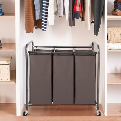 STO STO Laundry Sorter 3 Section, 3 Bag Laundry Hamper, Rolling Laundry Cart - Image 3