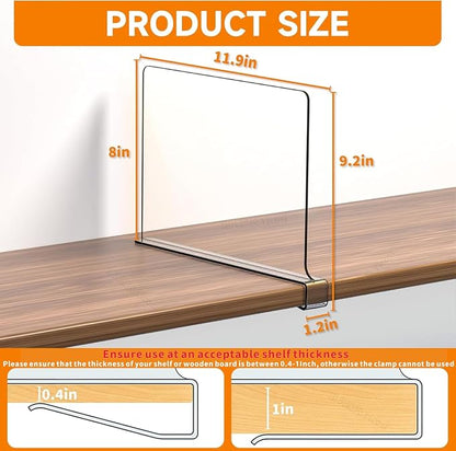 Yieach 6 Pack Clear Acrylic Shelf Divider - Image 2