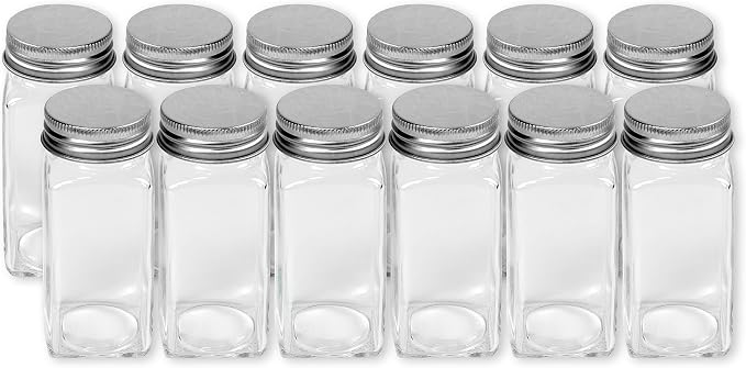 Simple Houseware Spice Jars 4 Ounce Square Bottles w/label, 12 Pack - Image 3