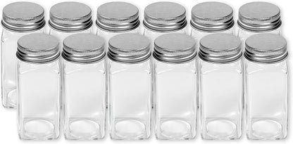 Simple Houseware Spice Jars 4 Ounce Square Bottles w/label, 12 Pack - Image 3
