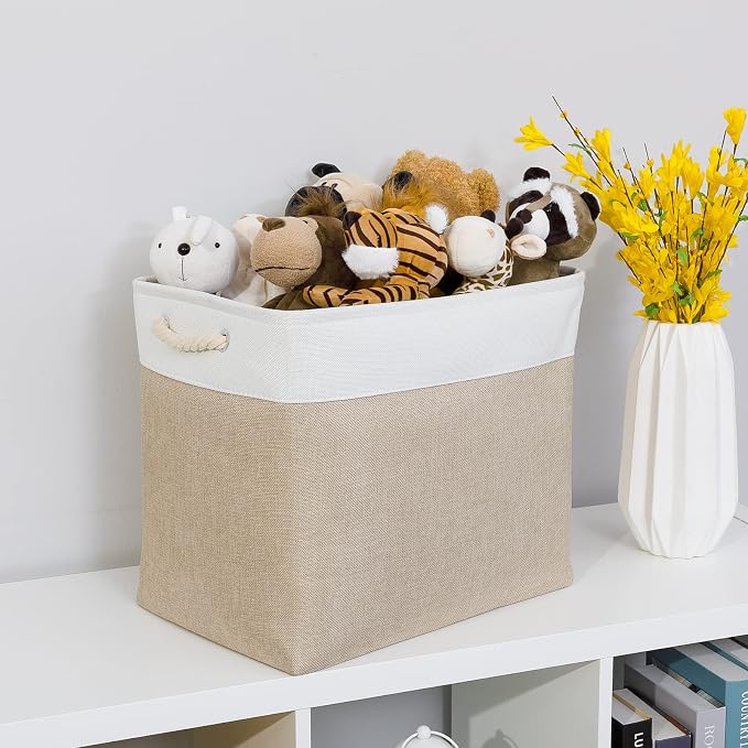 Bidtakay Storage Baskets for Shelves 17x12x15 in Beige Clothes Bins Storage for - Image 5