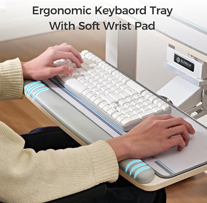 EUREKA ERGONOMIC Keyboard Tray Height Adjustable, Swivel Tilt Computer Keyboard - Image 5