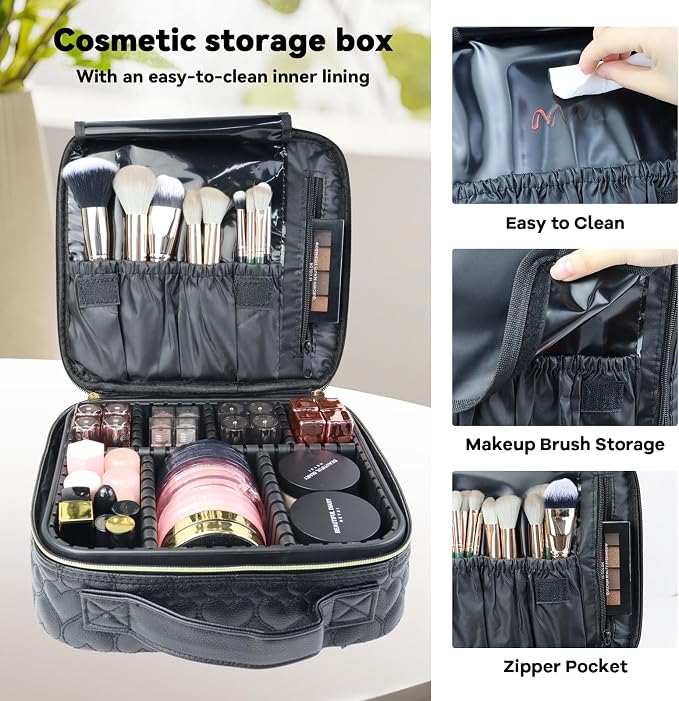 Travel Makeup Bag Makeup Cosmetic Train Case Organizer Portable Storage Bag - Image 2