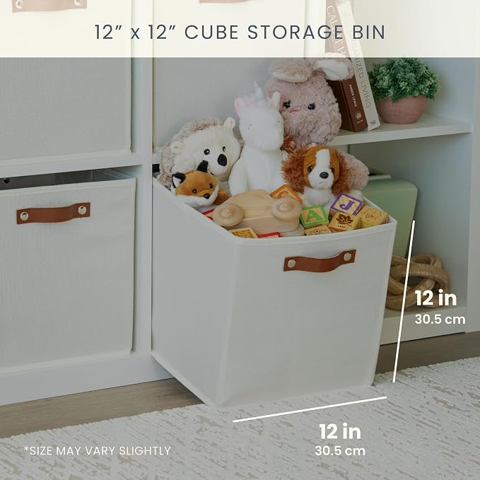 OrganiHaus White 12" x 12" x 12" Fabric Cube Storage Bins - Image 2