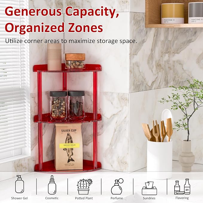 3 Tier Countertop Corner Organizer Shelf 7x7x15.7 Inch, Vanity Storage Organizer - Image 3