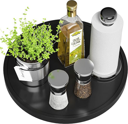 Lazy Susan for Table, 12 Inch Non-Skid Bamboo Turntable Organizer for Salt by VeyFey