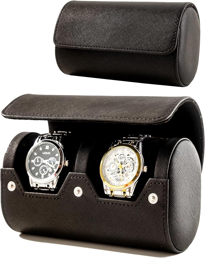 MR.OKAY 2 Watch Travel Case- Classic Leather Watch Case by MR.OKAY