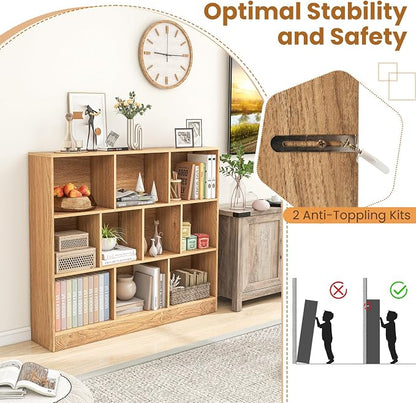 Giantex 10 Cube Bookcase, 4-Tier Freestanding Bookshelf w/ 10 Open Compartments - Image 4
