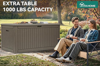 YITAHOME 320 Gallon Extra Large Deck Box, Double-Wall Resin Outdoor Storage Box - Image 2