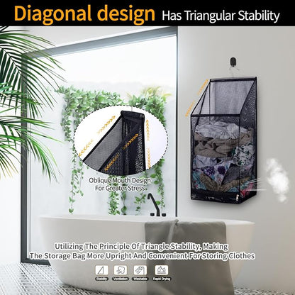 Hanging Collapsible Breathable Mesh laundry bags, Fast Drying Portable Space - Image 5