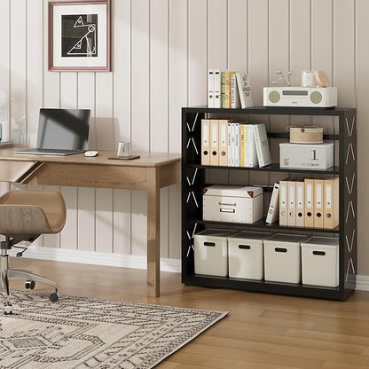 3 Tier Bookcase, Industrial Bookshelf, Home Office Bookcase Shelf Storage - Image 4