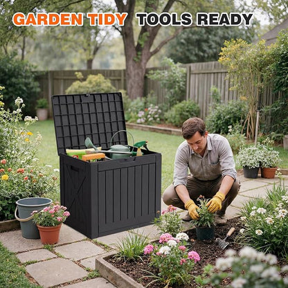 42 Gallon Outdoor Storage Box, Lockable Resin Deck Box - Image 4