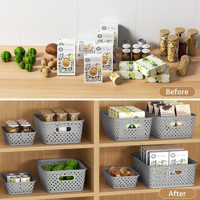 MaxGear 3 Pack Plastic Storage Baskets, Suitable - Image 4