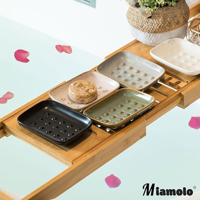 Soap Dish for Shower, Ceramic Soap Dish Non-Slip Soap Holder Bar Saver Tray for - Image 7