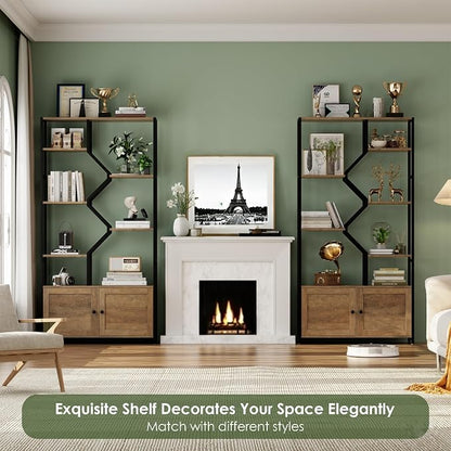 76" Tall Shelf with Storage Cabinet Doors, 6 Tier Open Bookshelf - Image 3