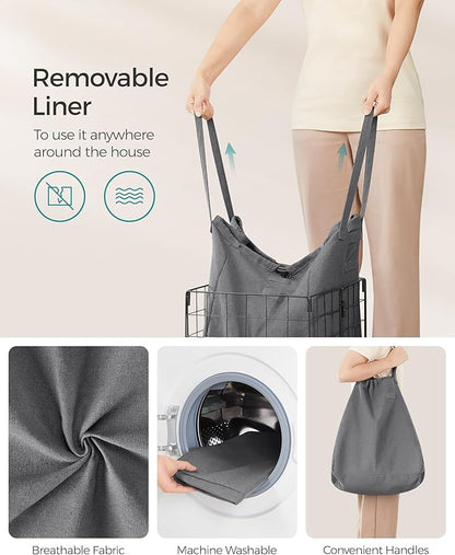 SONGMICS Laundry Hamper, 11 Gal. Laundry Basket, Collapsible Clothes Hamper - Image 5