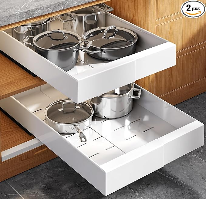 Seinloes 2 Pack Expandable Pull Out Cabinet Organizer 21" Deep by Seinloes