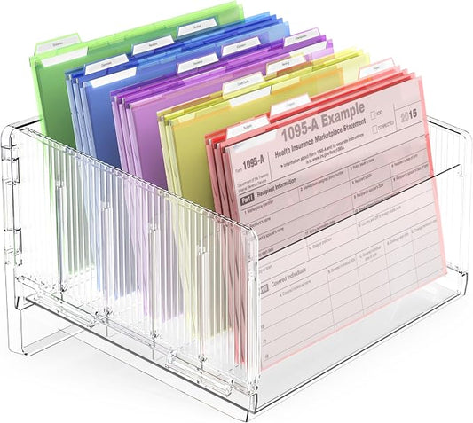 File Sorter Organizer, 5 Sections Acrylic Letter Tray by Cuukie