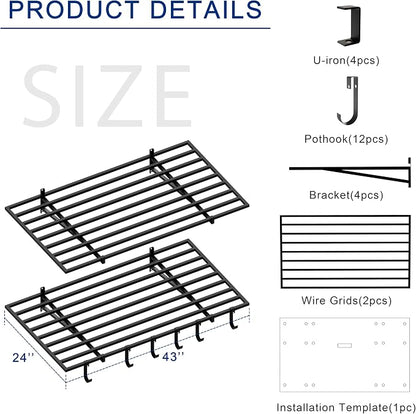 HDDFER Heavy Duty Garage Wall Shelves 24x43 Inch | 2-Pack, wall mounted - Image 2