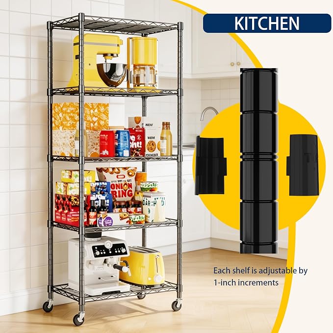 REGILLER 5-Wire Shelving Metal Storage Rack Adjustable Shelves, Standing - Image 6