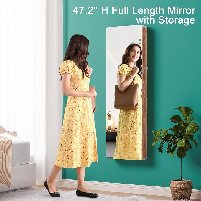HNEBC LED Mirror Jewelry Cabinet, 47.2" Wall Mounted Jewelry Organizer - Image 6