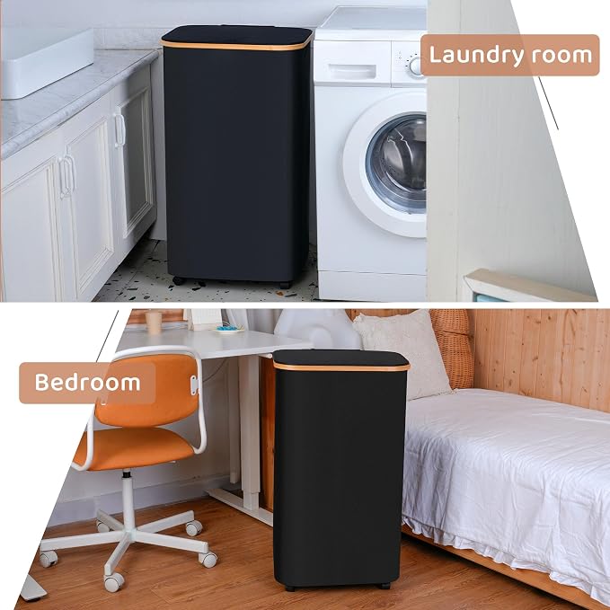 110L Laundry Basket with Wheels, Clothes Hamper - Image 5