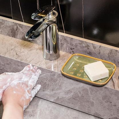 Soap Dish for Shower, Ceramic Soap Dish Non-Slip Soap Holder Bar Saver Tray for - Image 6