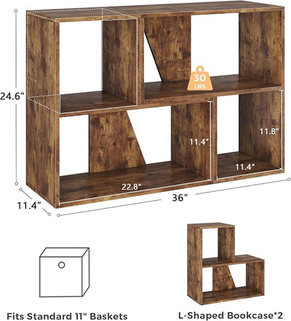 MapleGrace 6 Cube Storage Organizer, Wooden Storage Shelves Bookcase - Image 3
