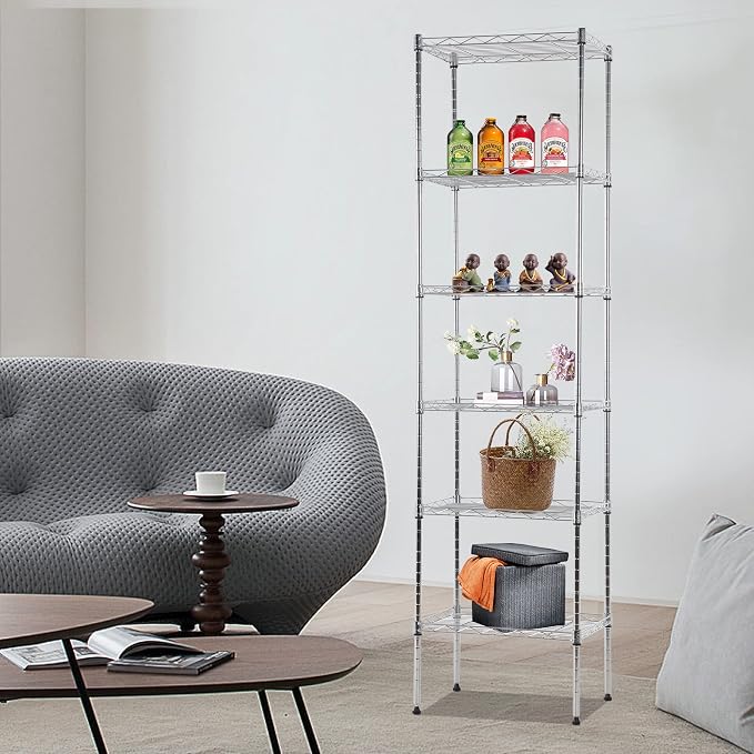 FDW 6 Tier Wire Shelving 17L x 12W x 64H Pantry Shelves Storage Rack Shelving - Image 2