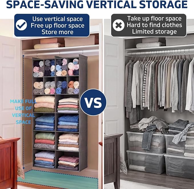 Ofiray-home 6 Tier Hanging Closet Organizer, 16 Compartments Sweater Organizer - Image 5