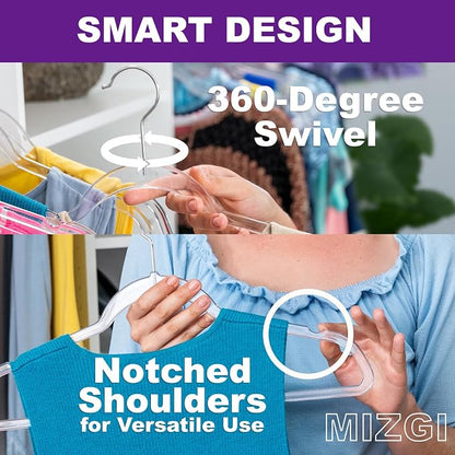MIZGI 20 Pack Clear Plastic Hangers - Image 5