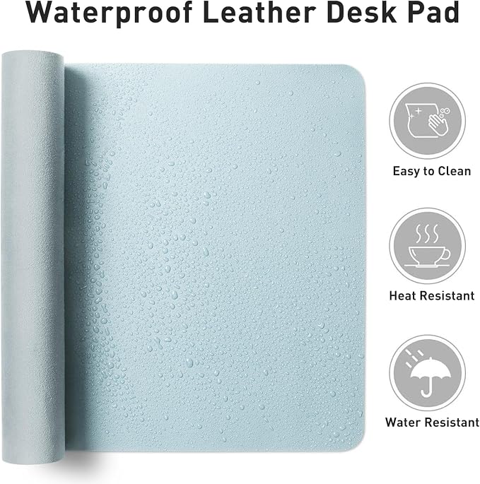 Aothia Leather Desk Pad Protector, Mouse Pad, Office Desk Mat, Non-Slip PU - Image 7