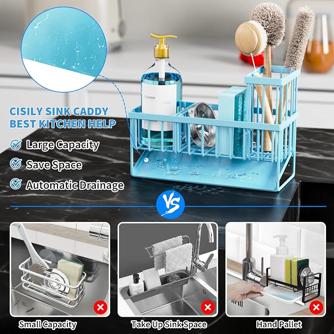 Cisily Blue Kitchen Sink Caddy Organzier - Image 5