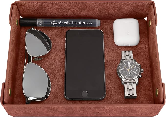 CASIRENA Father's Day Gifts Faux Leather Valet Tray Organizer by CASIRENA