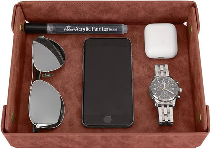CASIRENA Father's Day Gifts Faux Leather Valet Tray Organizer by CASIRENA