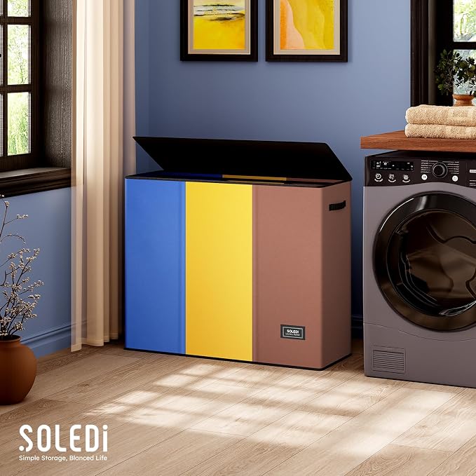 SOLEDI 180L Laundry Hamper 3 Section, Extra Large Laundry Hamper - Image 5
