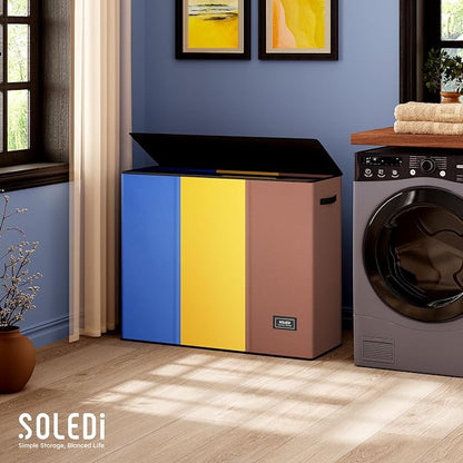 SOLEDI 180L Laundry Hamper 3 Section, Extra Large Laundry Hamper - Image 5