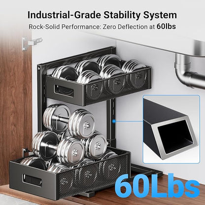 Under Sink Organizer, Metal Under Sink Organizers and Storage, Slide Out Pull - Image 4