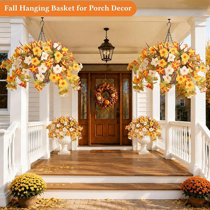 Artificial Fall Flowers with Hanging Basket - Image 6