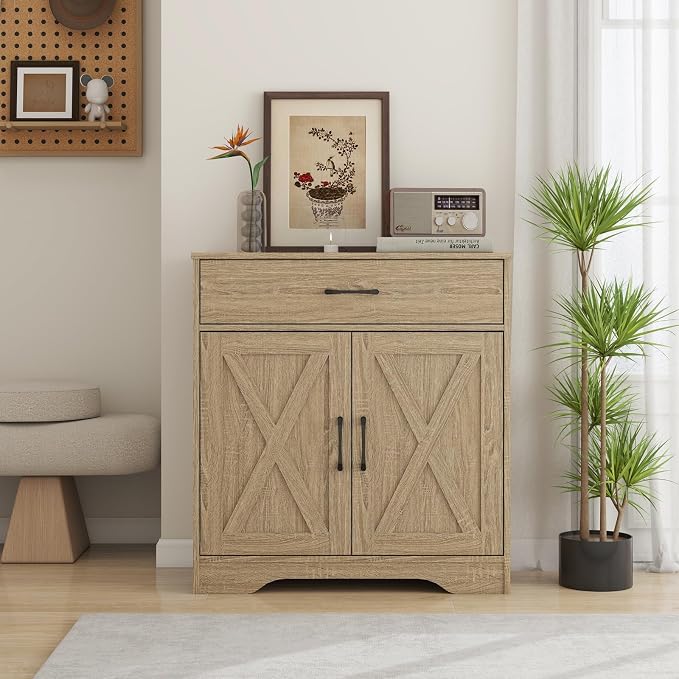 Panana Wooden Cabinet 1 Drawer and 2 Doors Storage Cupboard Coffee Bar - Image 2