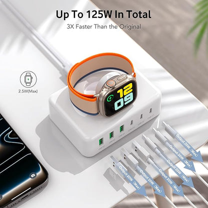 Charging Station for iPhone & Apple Watch, 125W USB C Fast Charging Block - Image 3