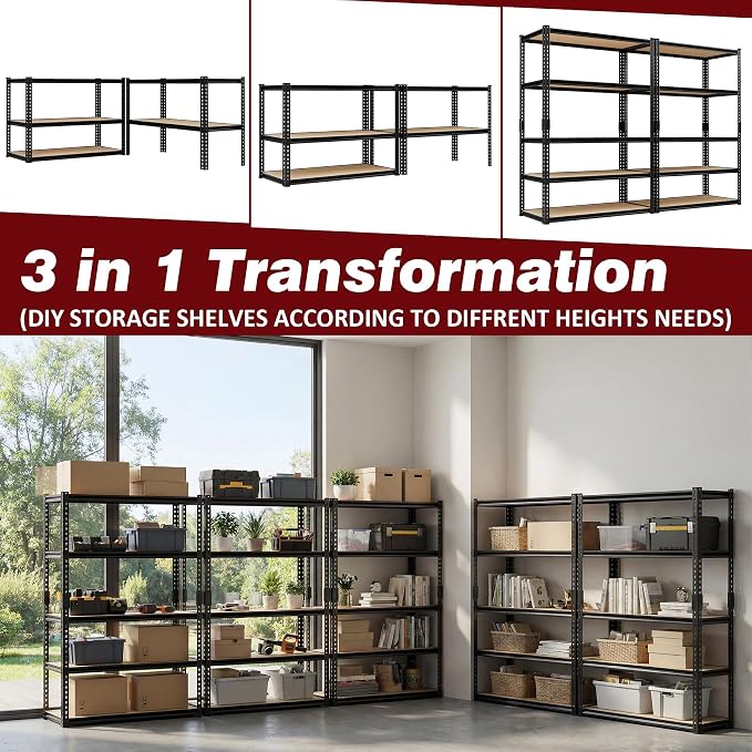 Durstruct 2400LBS Storage Shelves 5 Tier Adjustable Garage Storage Shelving | - Image 7