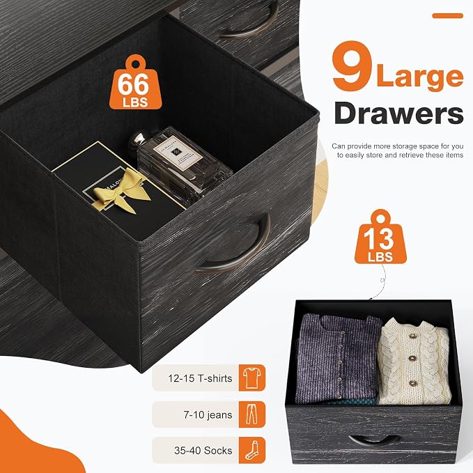 Sweetcrispy 9 Drawer Fabric Dresser Storage Tower - Image 4