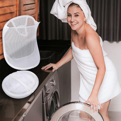 3 Pieces Hanging Laundry Hamper Laundry Bag to Hang Foldable Mesh Hamper Dirty - Image 7